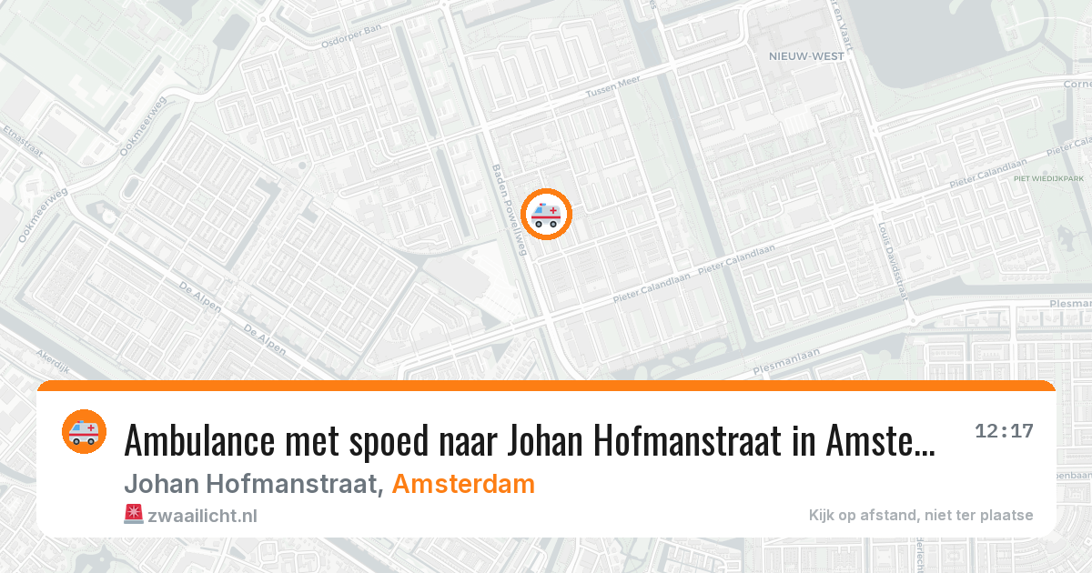 Ambulance met spoed naar Johan Hofmanstraat in Amsterdam — 14 mei 2026