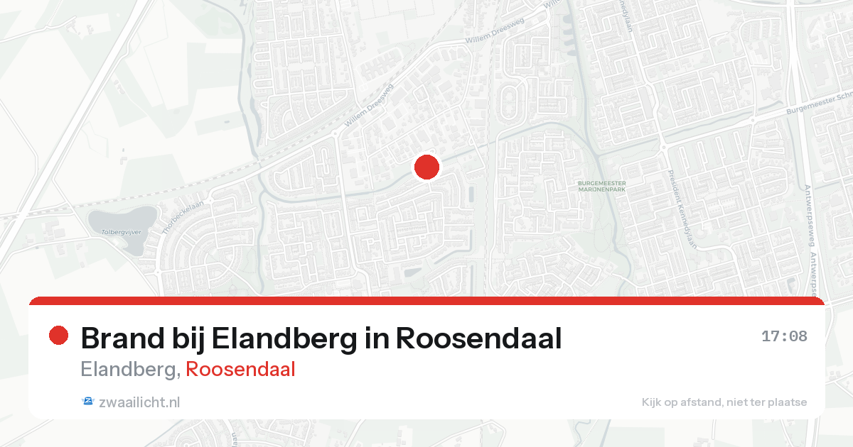 Brand bij Elandberg in Roosendaal — 17 aug 2026