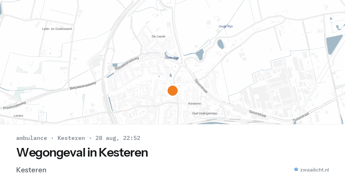 Wegongeval in Kesteren — 28 aug 2026