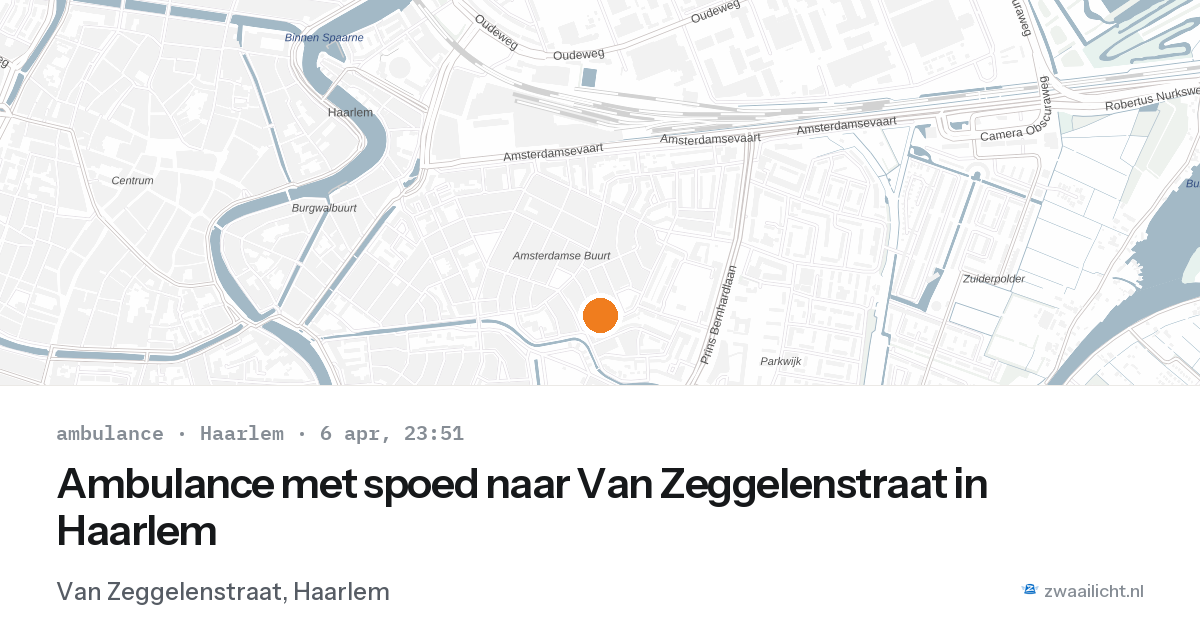 Ambulance met spoed naar Van Zeggelenstraat in Haarlem — 6 apr 2026