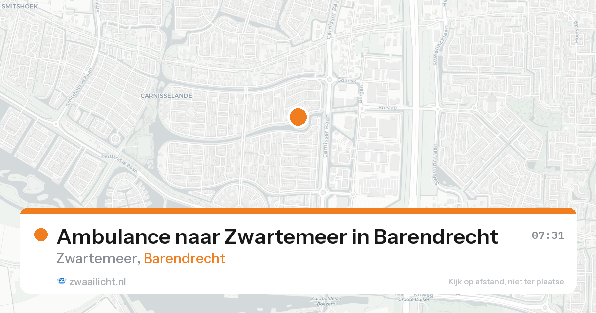 Ambulance naar Zwartemeer in Barendrecht — 15 aug 2026