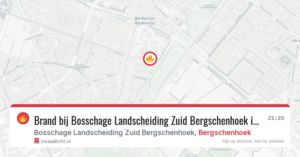 Brand bij Bosschage Landscheiding Zuid Bergschenhoek in Bergschenhoek — 13 aug 2026