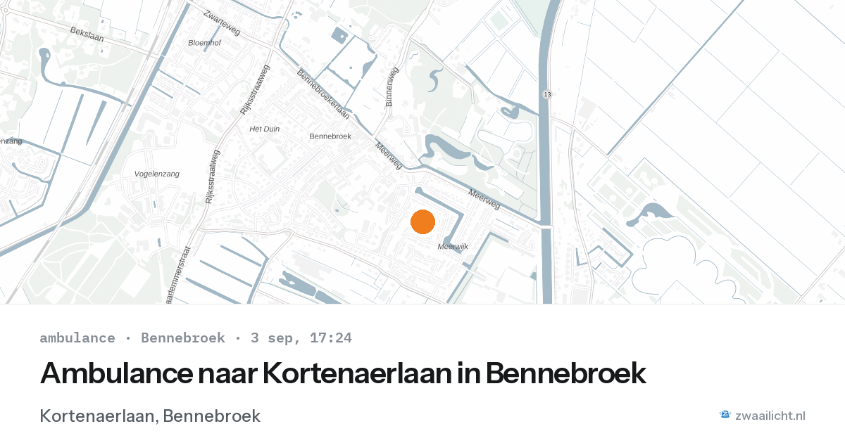 Ambulance naar Kortenaerlaan in Bennebroek — 3 sep 2026