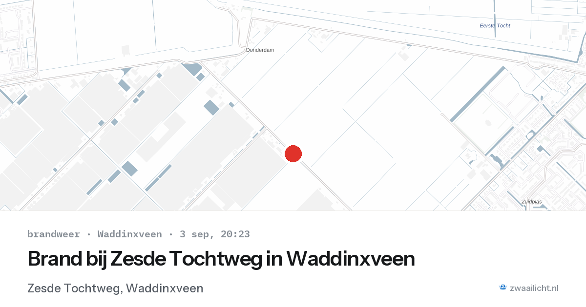 Brand bij Zesde Tochtweg in Waddinxveen — 3 sep 2026