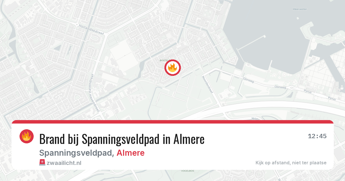 Brand bij Spanningsveldpad in Almere — 6 aug 2026