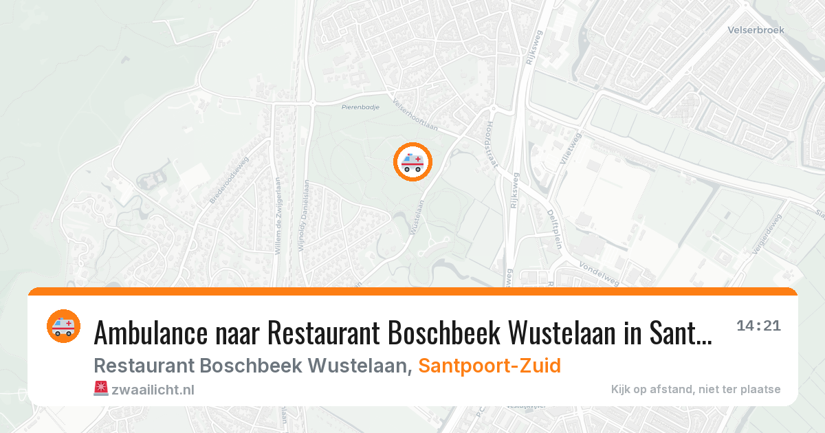 Ambulance naar Restaurant Boschbeek Wustelaan in Santpoort-Zuid — 28 jun 2026