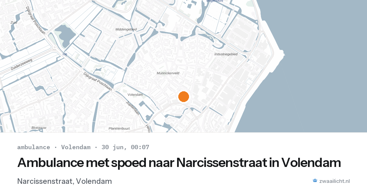 Ambulance met spoed naar Narcissenstraat in Volendam — 29 jun 2026