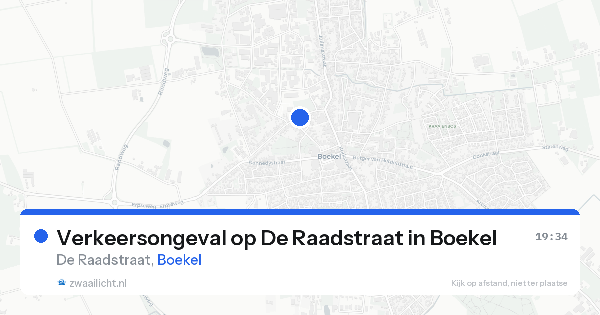 Verkeersongeval op De Raadstraat in Boekel — 16 aug 2026
