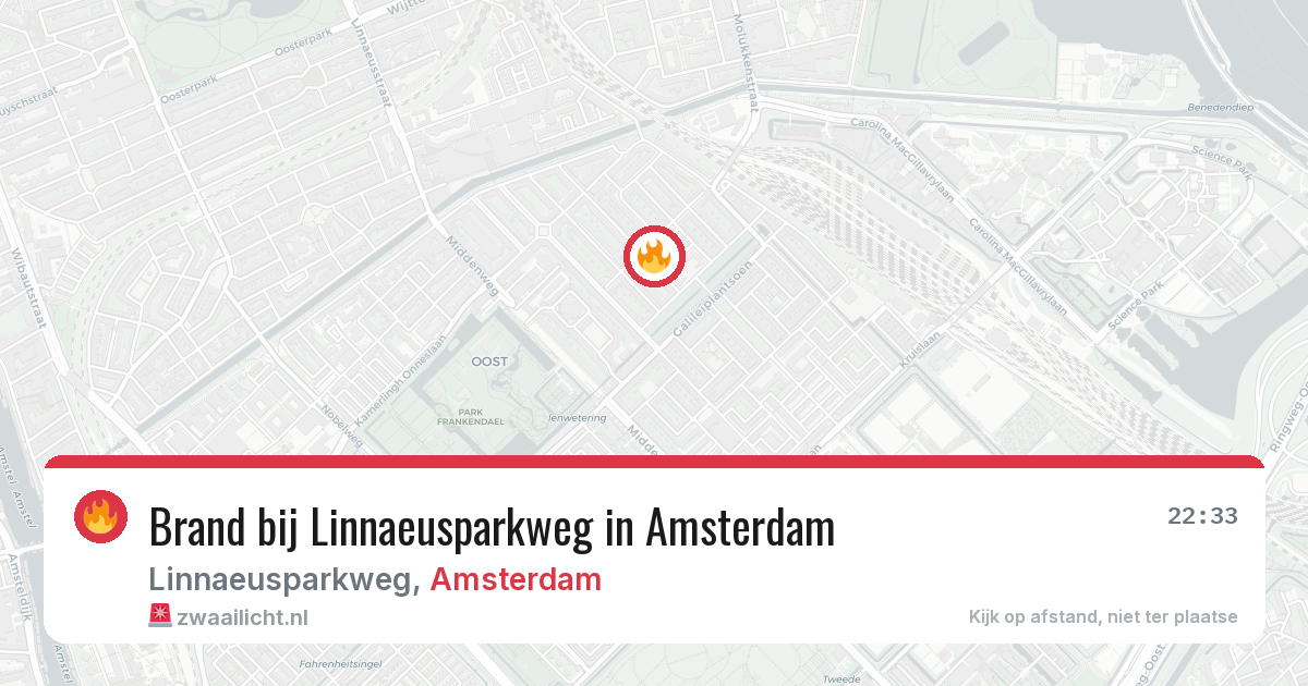 Brand bij Linnaeusparkweg in Amsterdam — 20 apr 2026