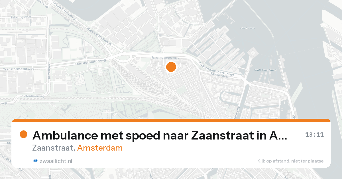 Ambulance met spoed naar Zaanstraat in Amsterdam — 16 aug 2026