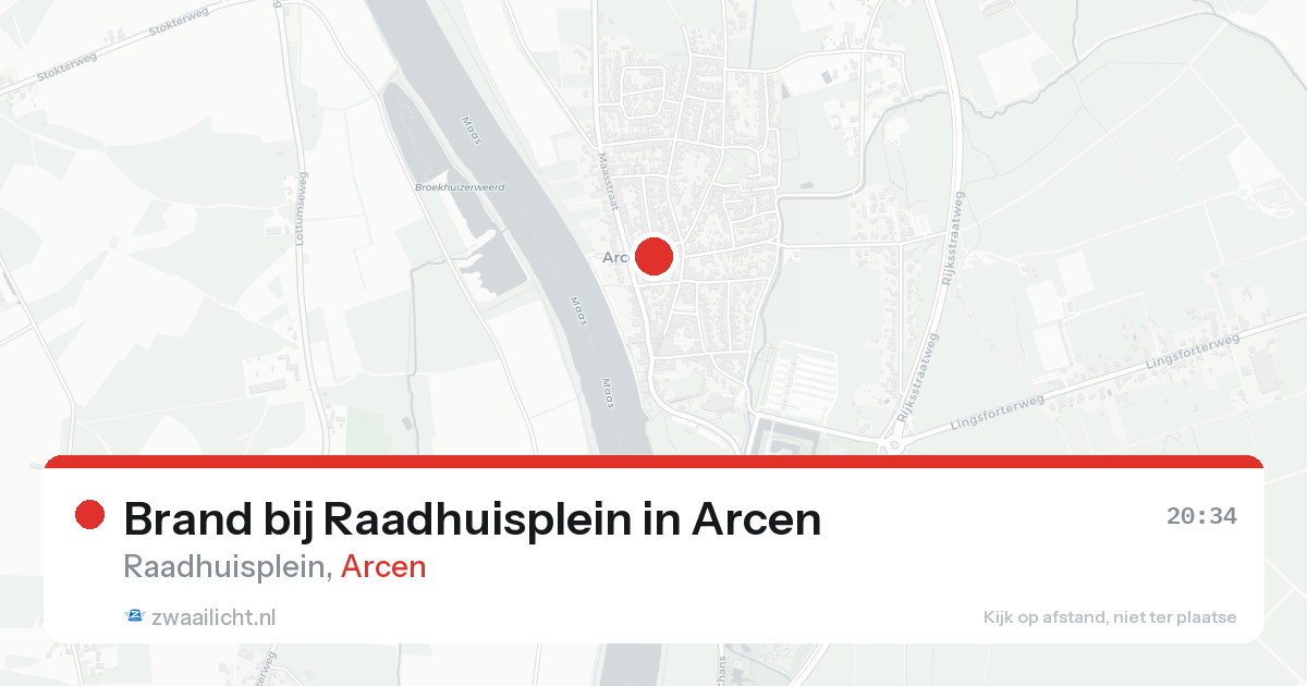 Brand bij Raadhuisplein in Arcen — 21 aug 2026