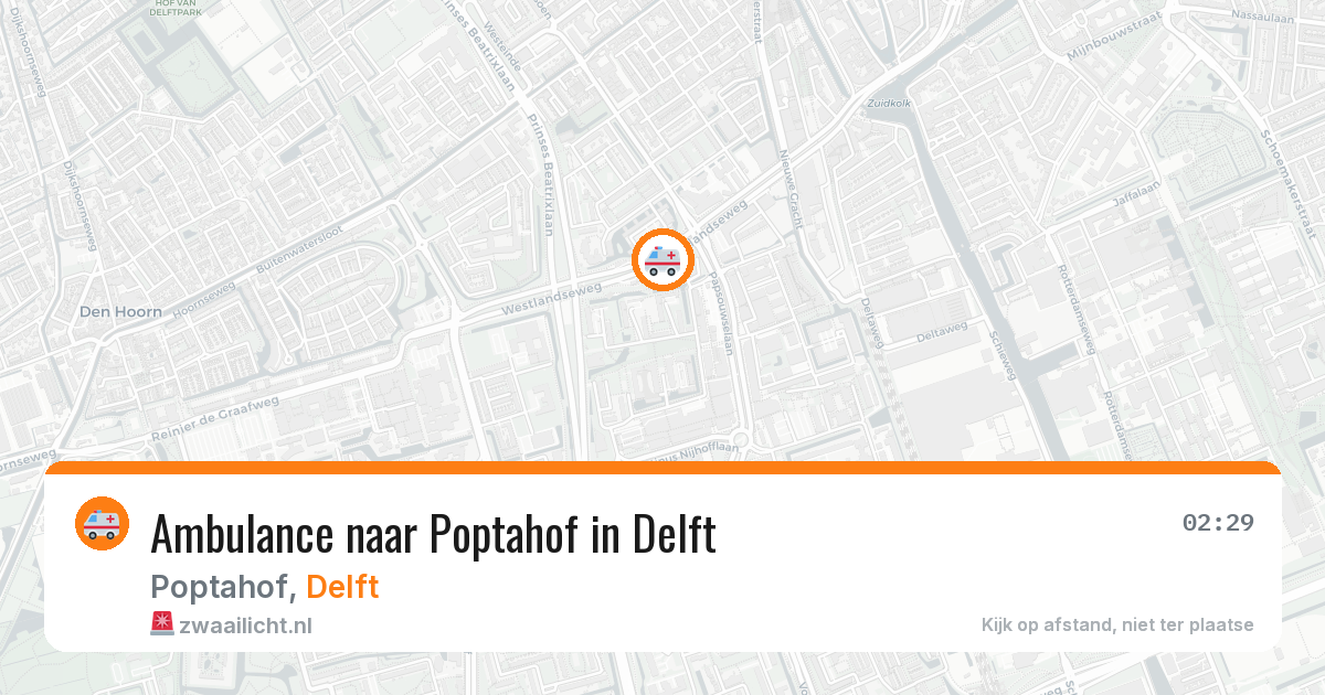 Ambulance naar Poptahof in Delft — 9 aug 2026