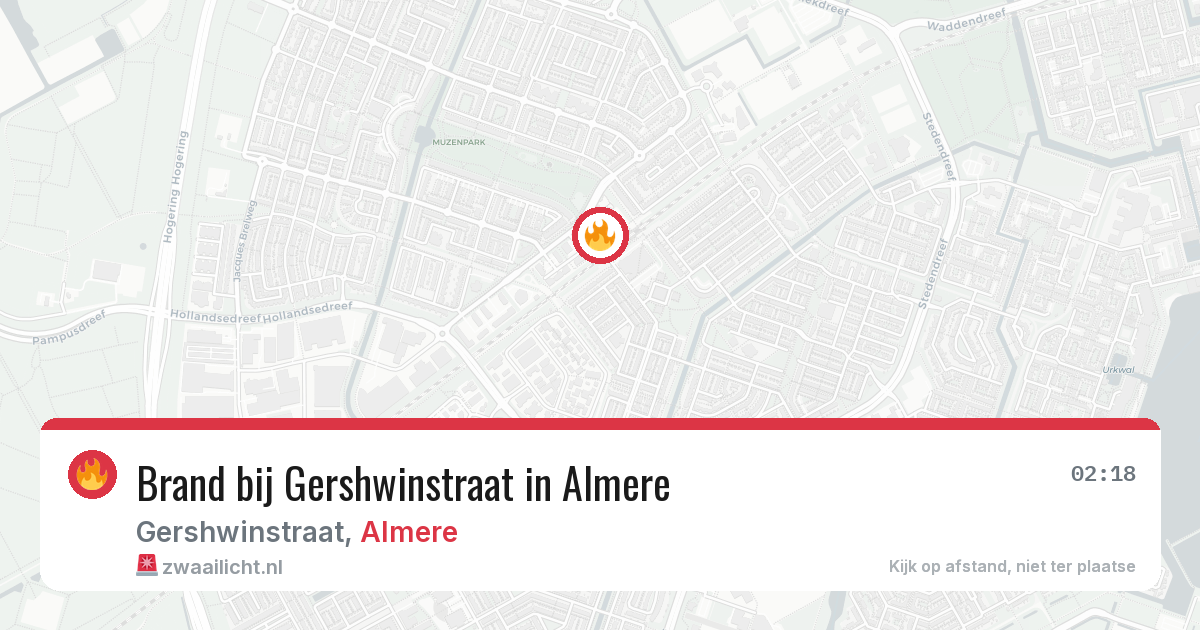 Brand bij Gershwinstraat in Almere — 11 aug 2026