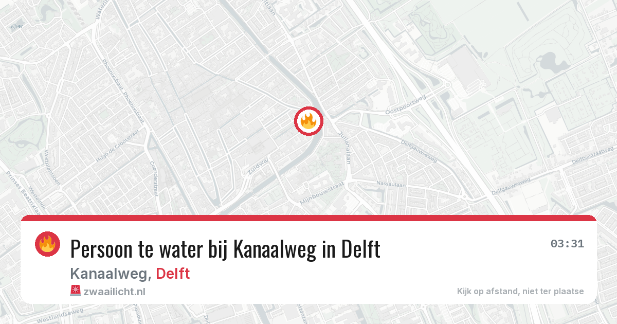 Persoon te water bij Kanaalweg in Delft — 13 apr 2026