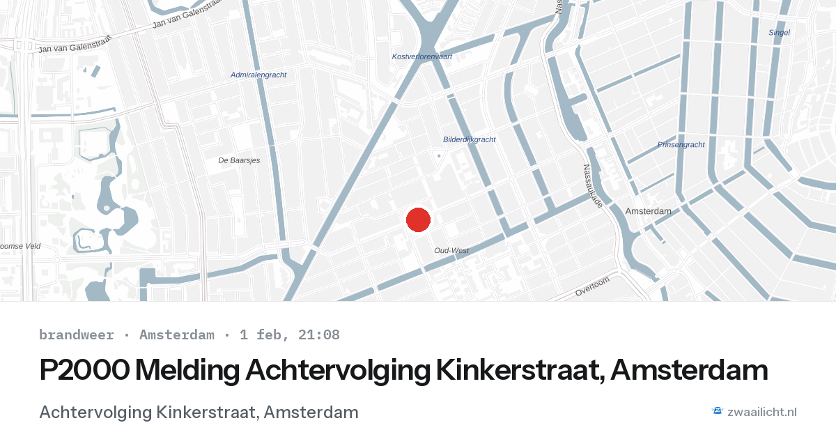 P2000 Melding Achtervolging Kinkerstraat, Amsterdam — 1 feb 2026