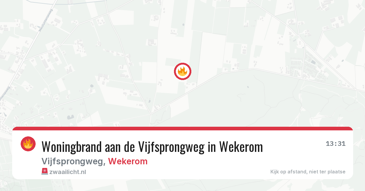 Woningbrand aan de Vijfsprongweg in Wekerom — 7 jun 2026