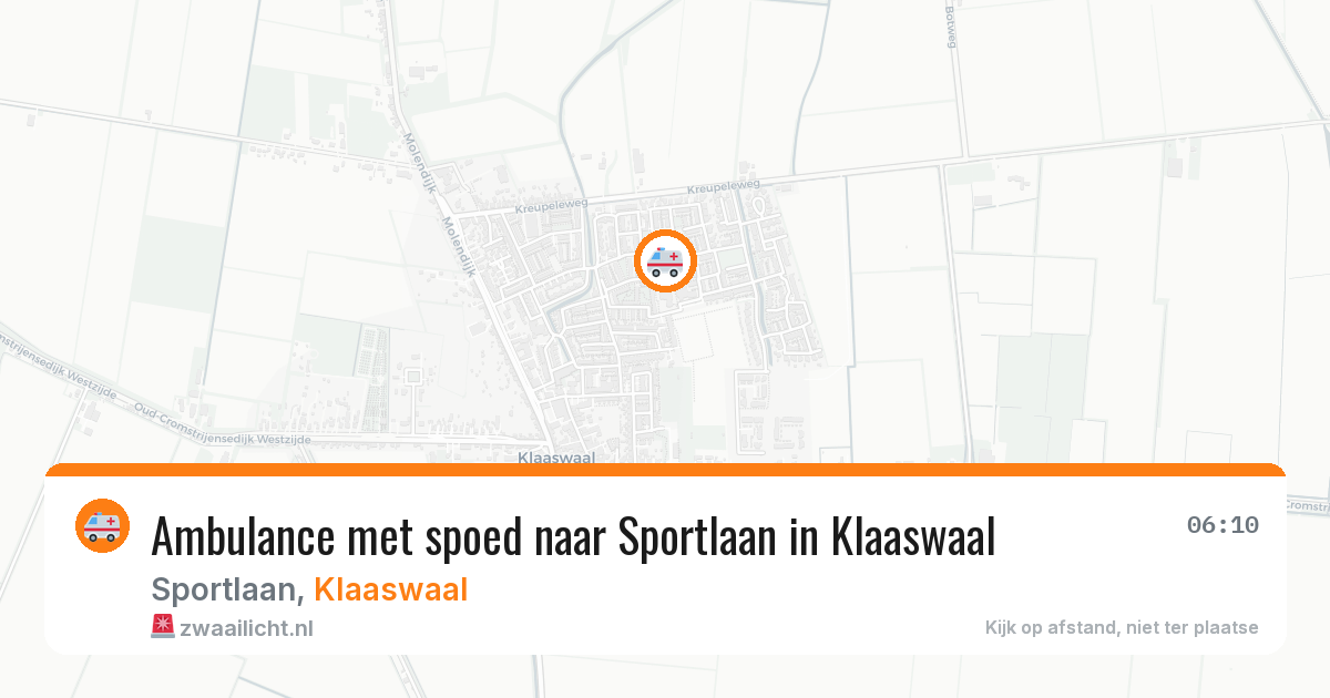 Ambulance met spoed naar Sportlaan in Klaaswaal — 6 aug 2026