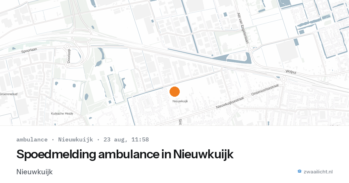 Spoedmelding ambulance in Nieuwkuijk — 23 aug 2026