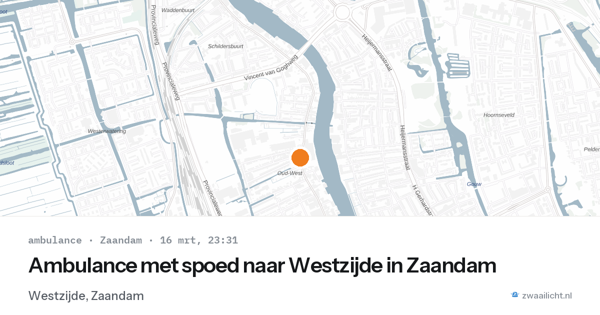 Ambulance met spoed naar Westzijde in Zaandam — 16 mrt 2026