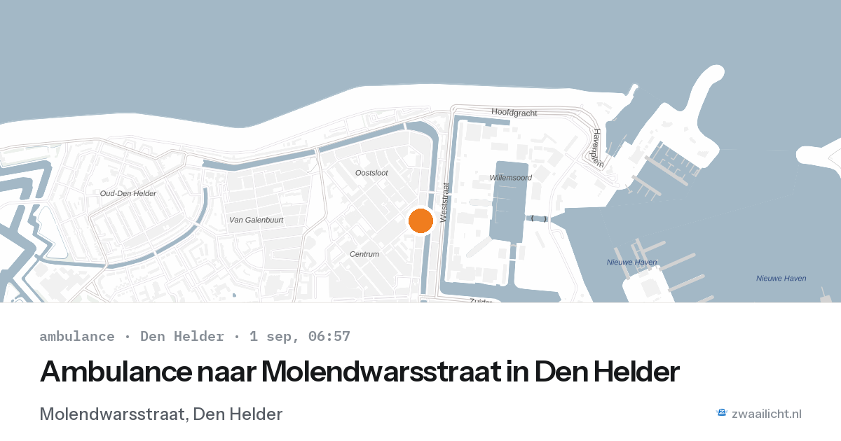 Ambulance naar Molendwarsstraat in Den Helder — 1 sep 2026
