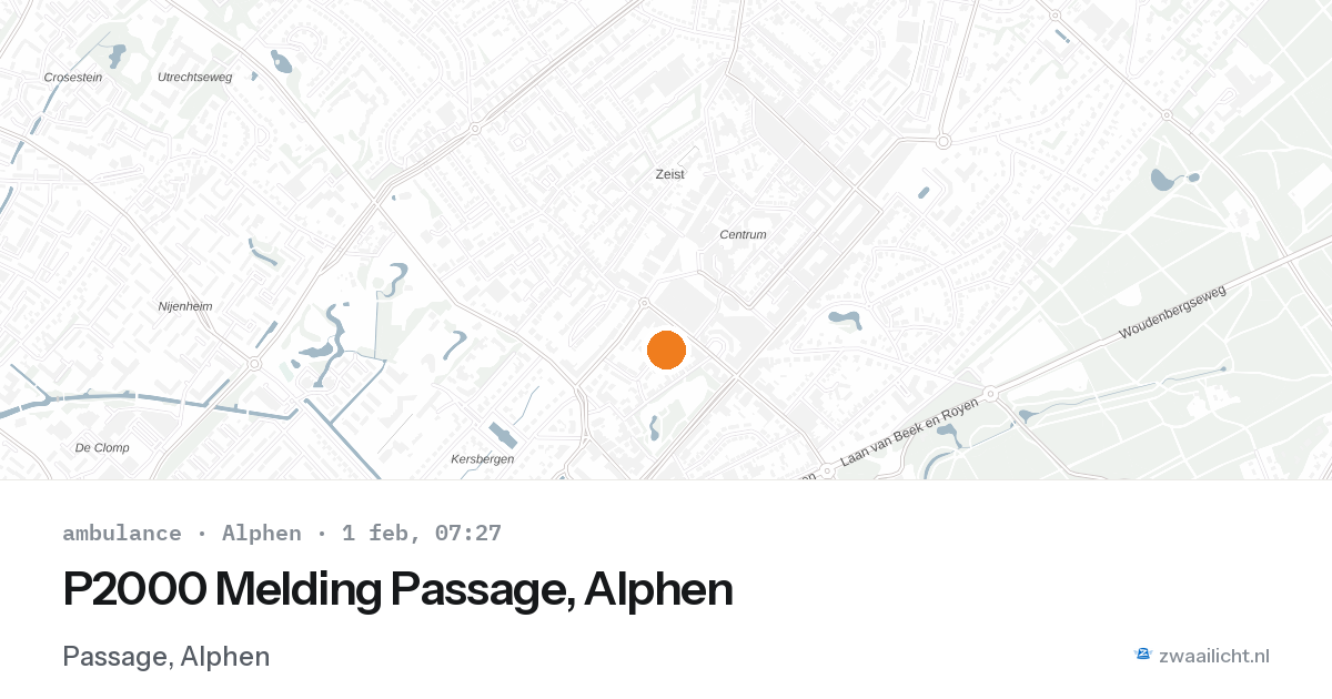 P2000 Melding Passage, Alphen — 1 feb 2026