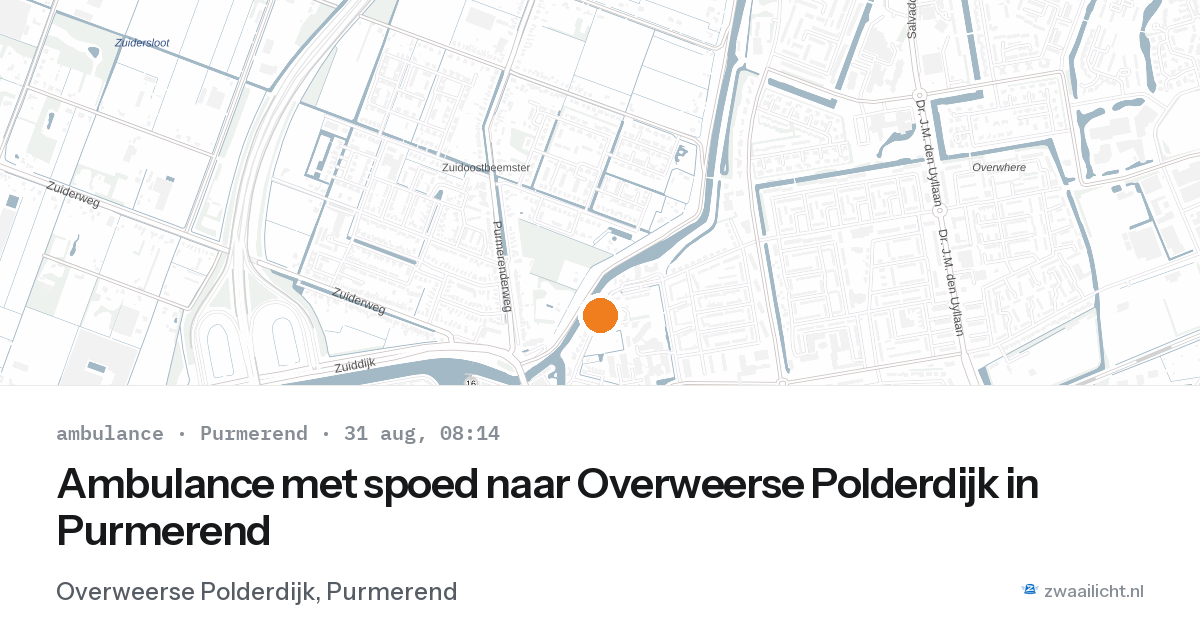 Ambulance met spoed naar Overweerse Polderdijk in Purmerend — 31 aug 2026