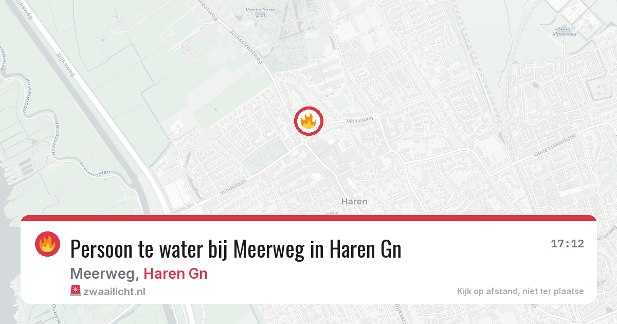 Persoon te water bij Meerweg in Haren Gn — 25 jun 2026