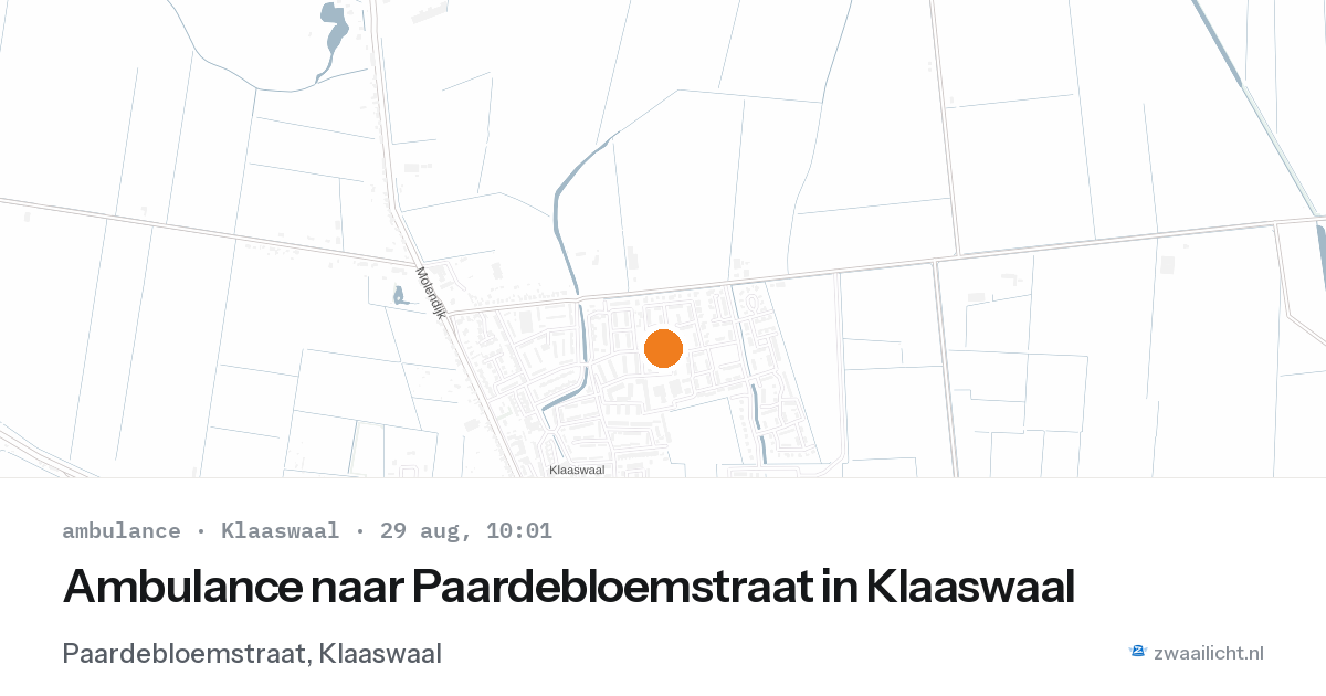 Ambulance naar Paardebloemstraat in Klaaswaal — 29 aug 2026