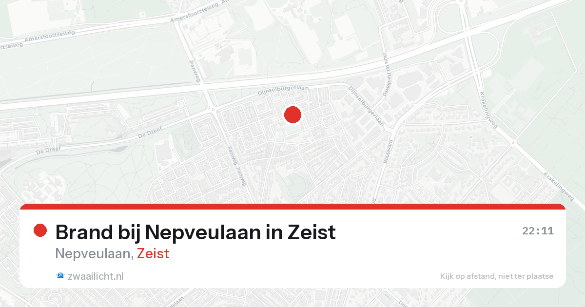Brand bij Nepveulaan in Zeist — 20 aug 2026