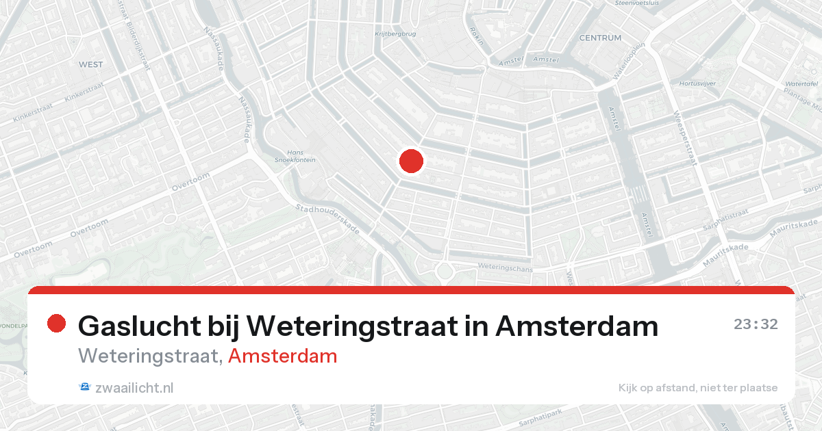 Gaslucht bij Weteringstraat in Amsterdam — 17 aug 2026