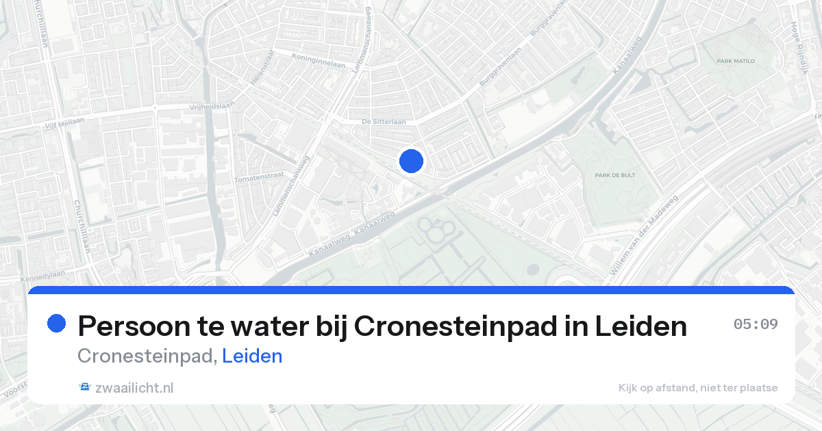 Persoon te water bij Cronesteinpad in Leiden — 18 aug 2026