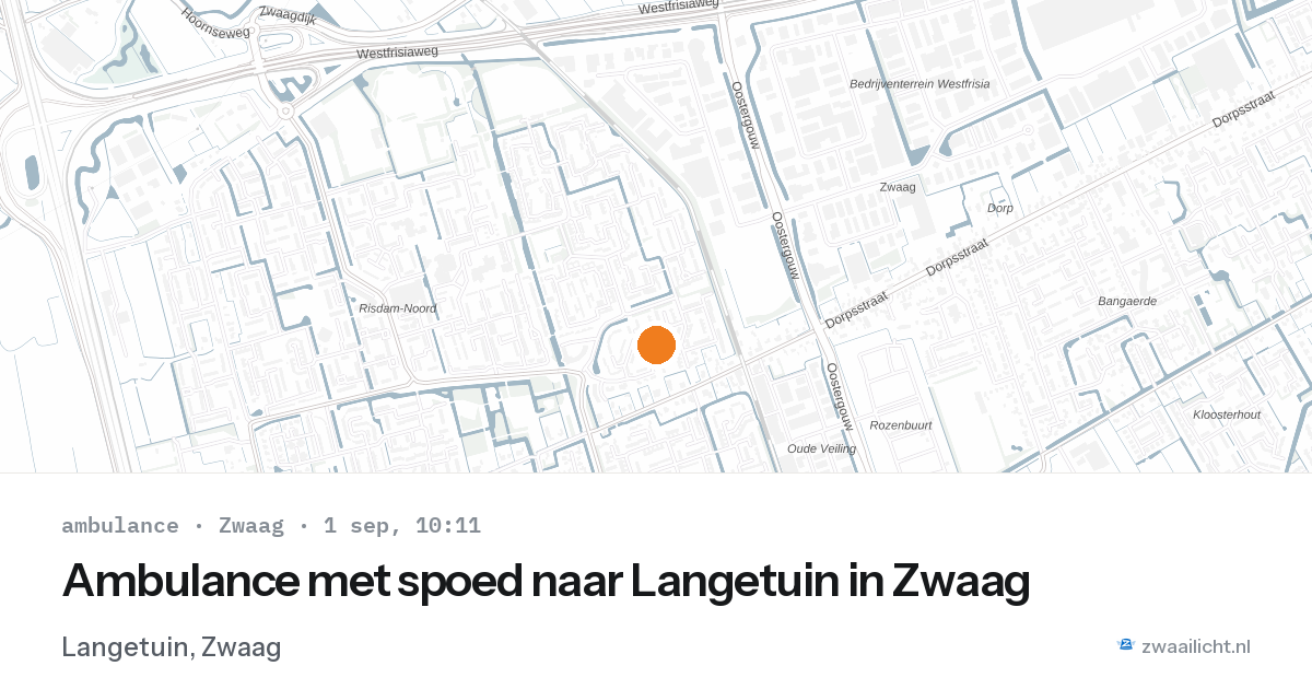 Ambulance met spoed naar Langetuin in Zwaag — 1 sep 2026
