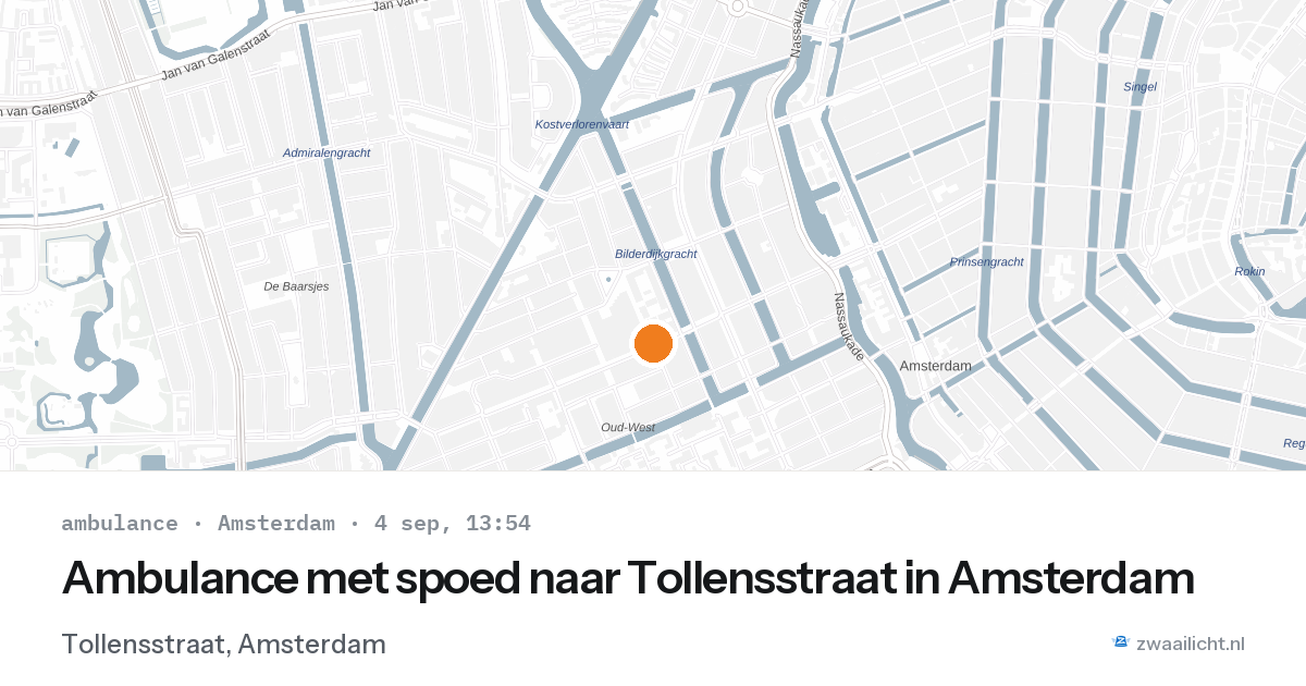 Ambulance met spoed naar Tollensstraat in Amsterdam — 4 sep 2026