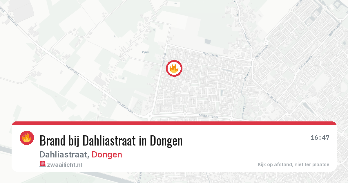 Brand bij Dahliastraat in Dongen — 27 jun 2026