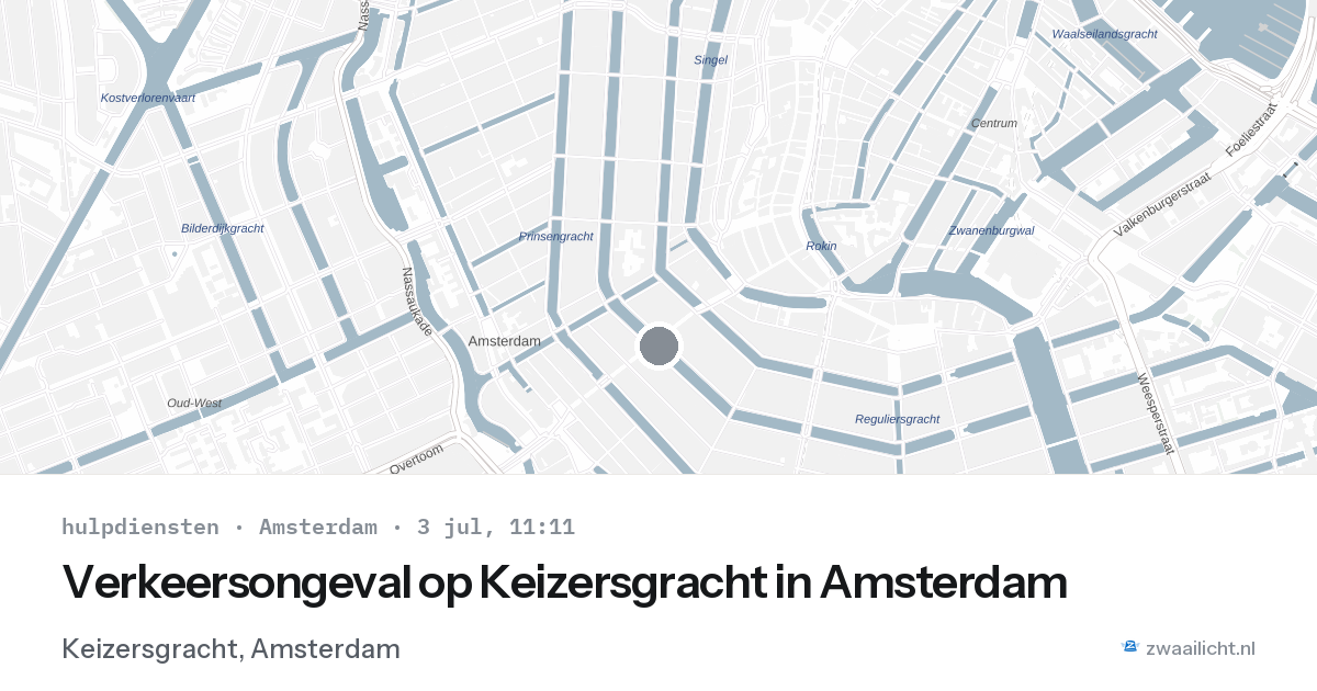 Verkeersongeval op Keizersgracht in Amsterdam — 3 jul 2026