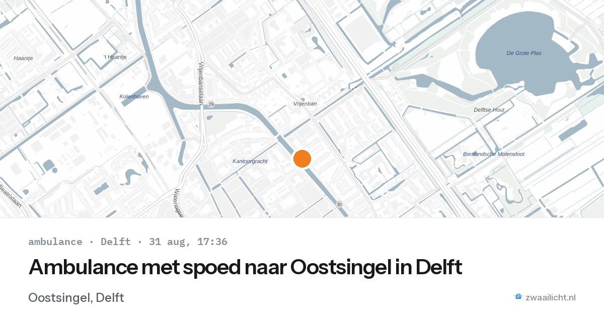 Ambulance met spoed naar Oostsingel in Delft — 31 aug 2026