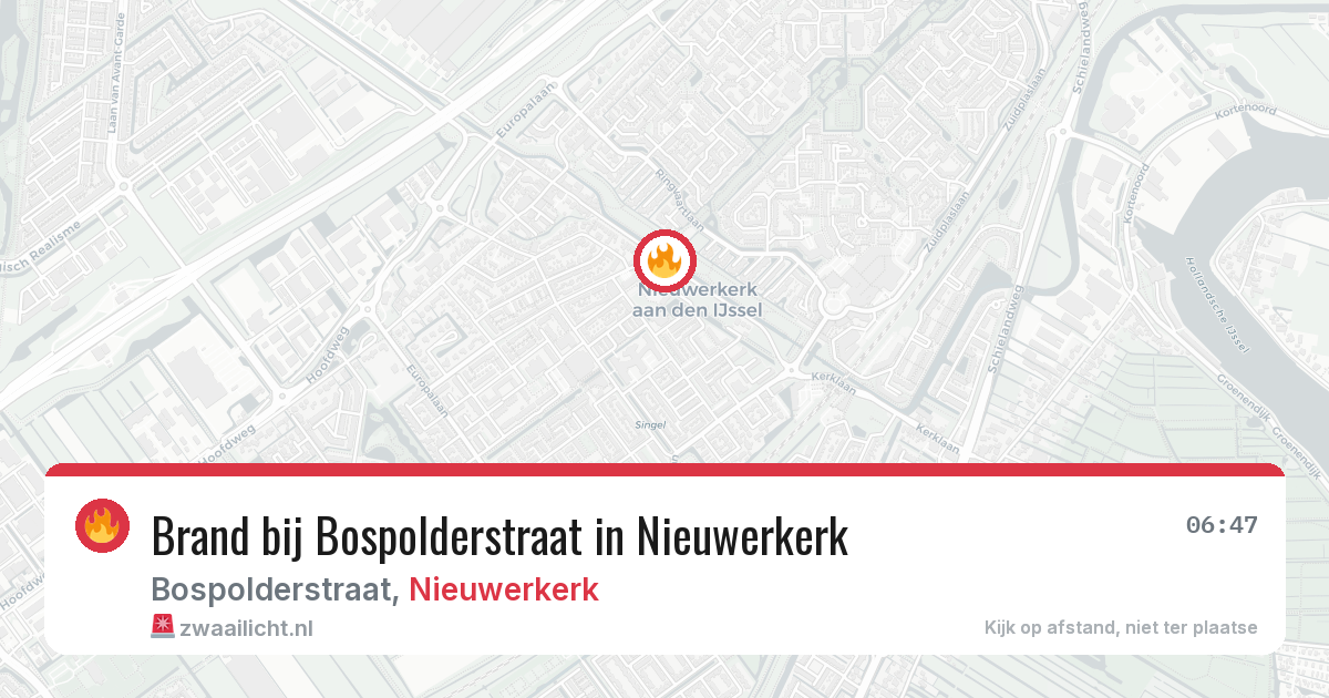 Brand bij Bospolderstraat in Nieuwerkerk — 19 jun 2026