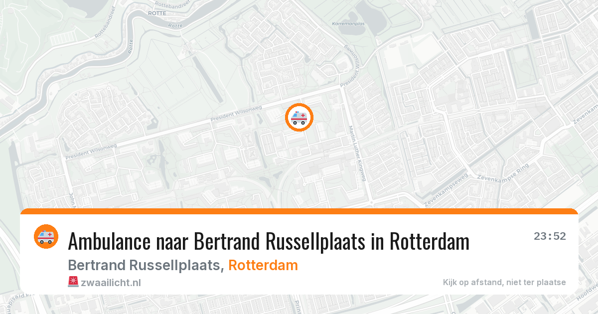 Ambulance naar Bertrand Russellplaats in Rotterdam — 9 aug 2026