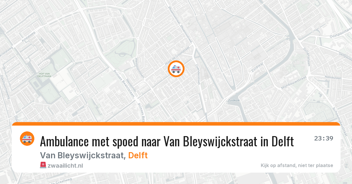 Ambulance met spoed naar Van Bleyswijckstraat in Delft — 17 mrt 2026