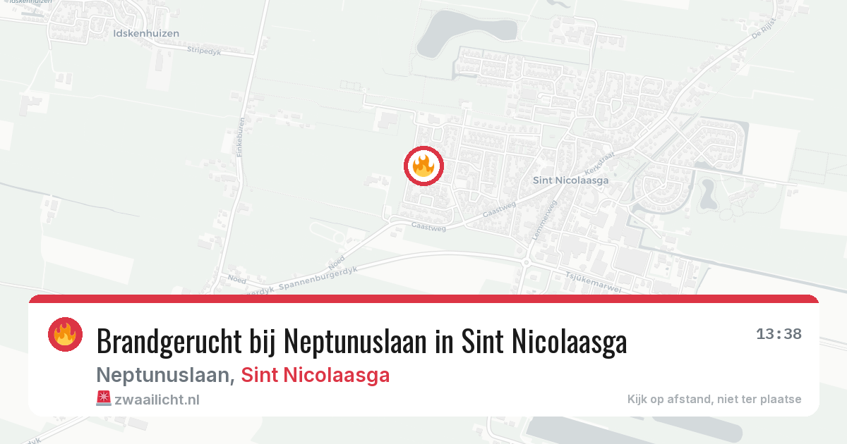 Brandgerucht bij Neptunuslaan in Sint Nicolaasga — 5 jul 2026