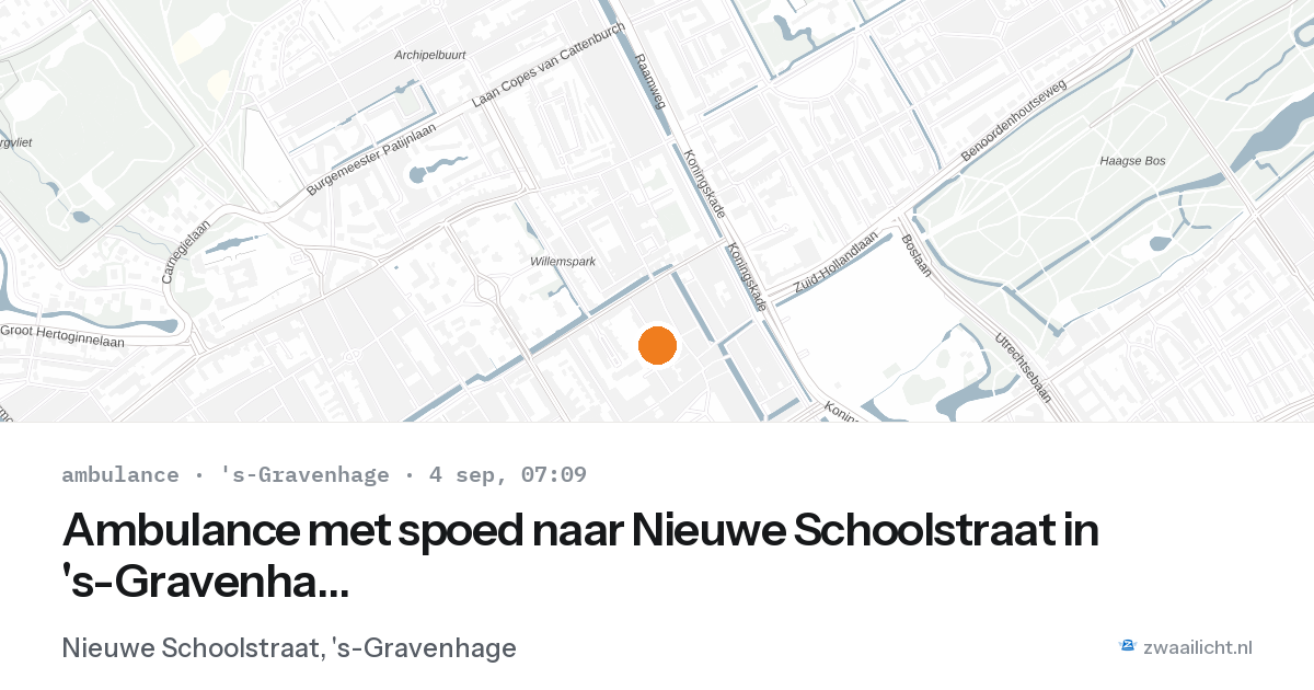 Ambulance met spoed naar Nieuwe Schoolstraat in 's-Gravenhage — 4 sep 2026