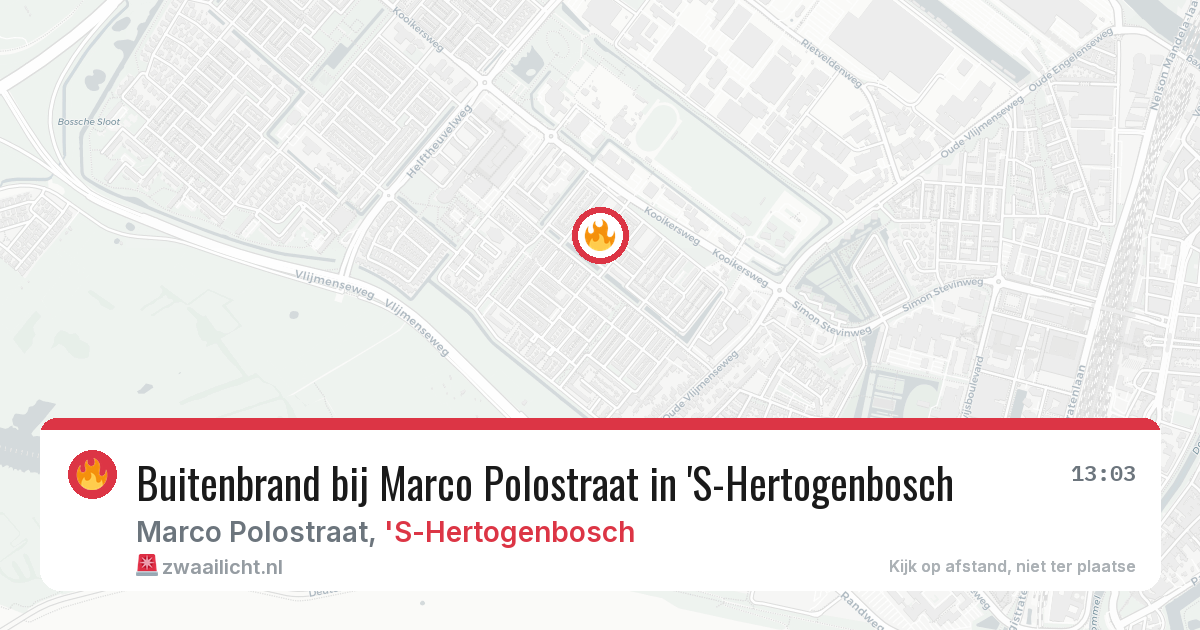Buitenbrand bij Marco Polostraat in 'S-Hertogenbosch — 13 jul 2026