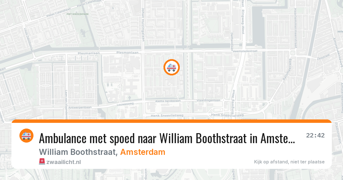 Ambulance met spoed naar William Boothstraat in Amsterdam — 5 aug 2026