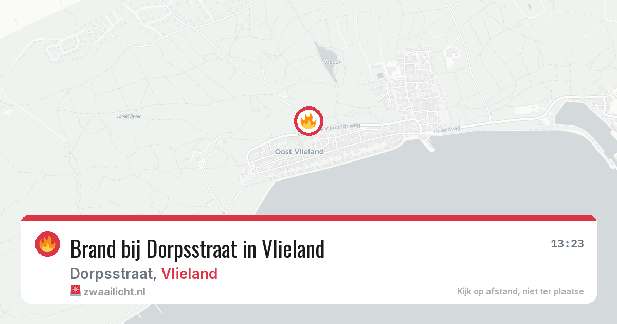Brand bij Dorpsstraat in Vlieland — 3 jul 2026