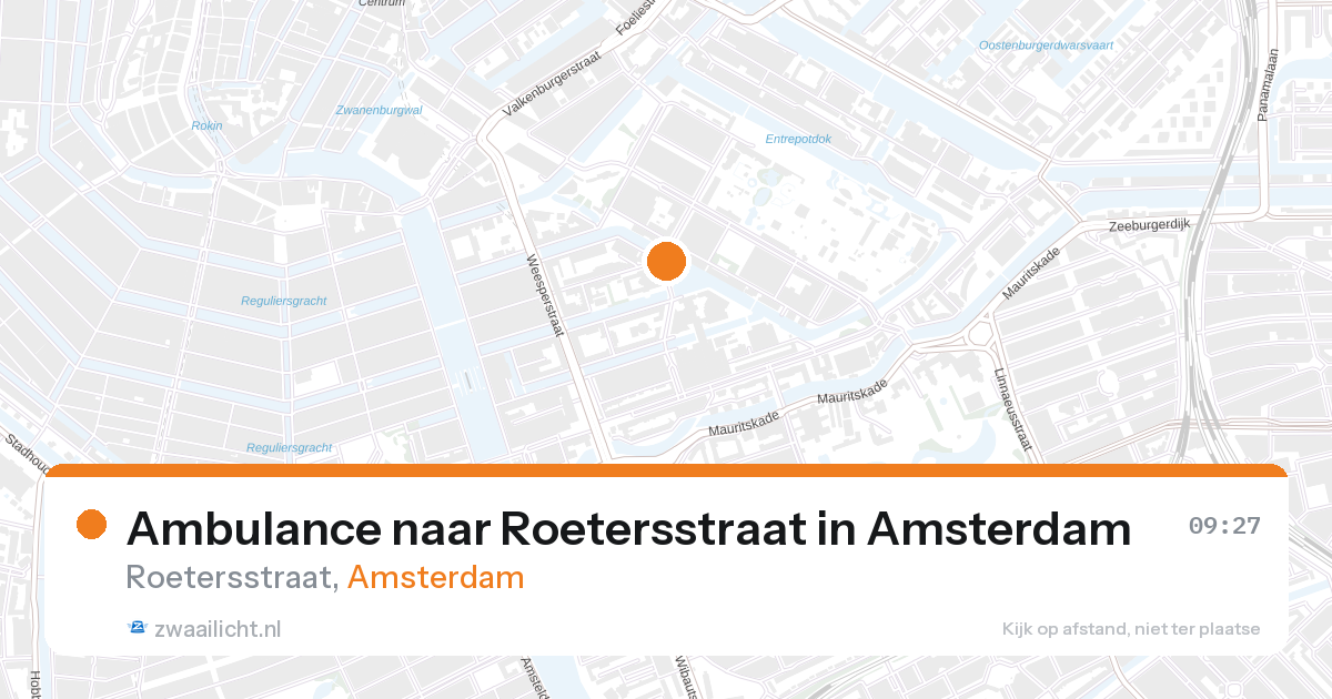 Ambulance naar Roetersstraat in Amsterdam — 27 aug 2026
