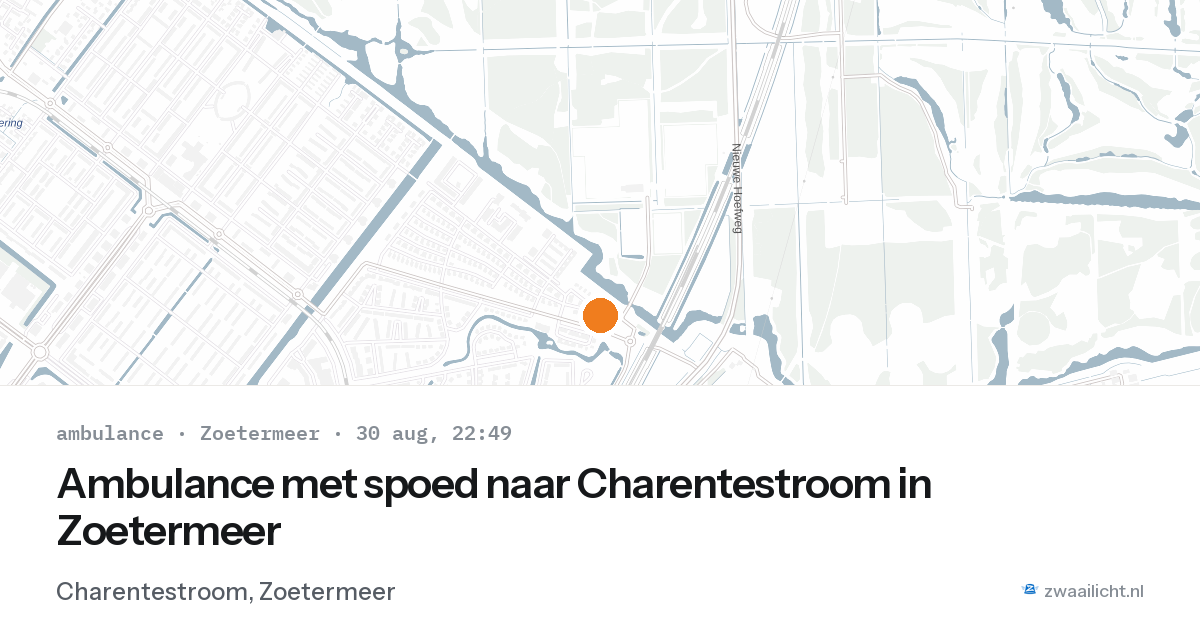 Ambulance met spoed naar Charentestroom in Zoetermeer — 30 aug 2026