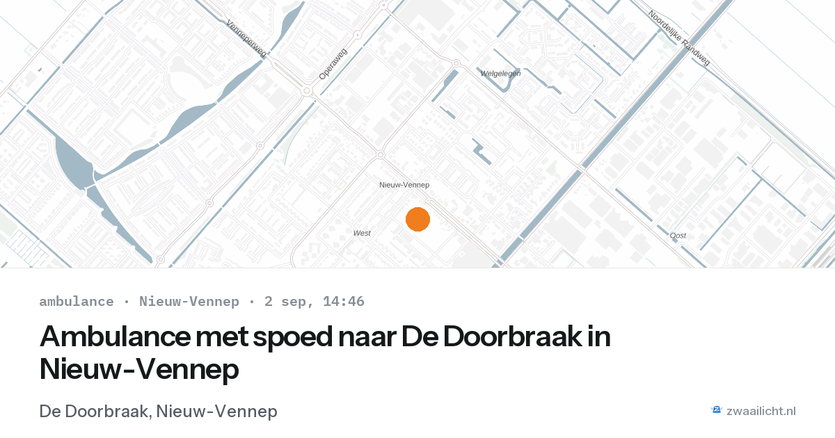 Ambulance met spoed naar De Doorbraak in Nieuw-Vennep — 2 sep 2026