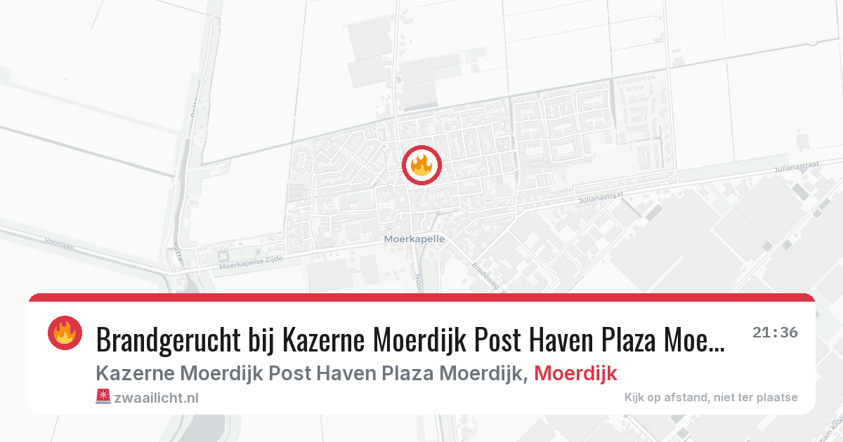 Brandgerucht bij Kazerne Moerdijk Post Haven Plaza Moerdijk in Moerdijk — 30 jul 2026