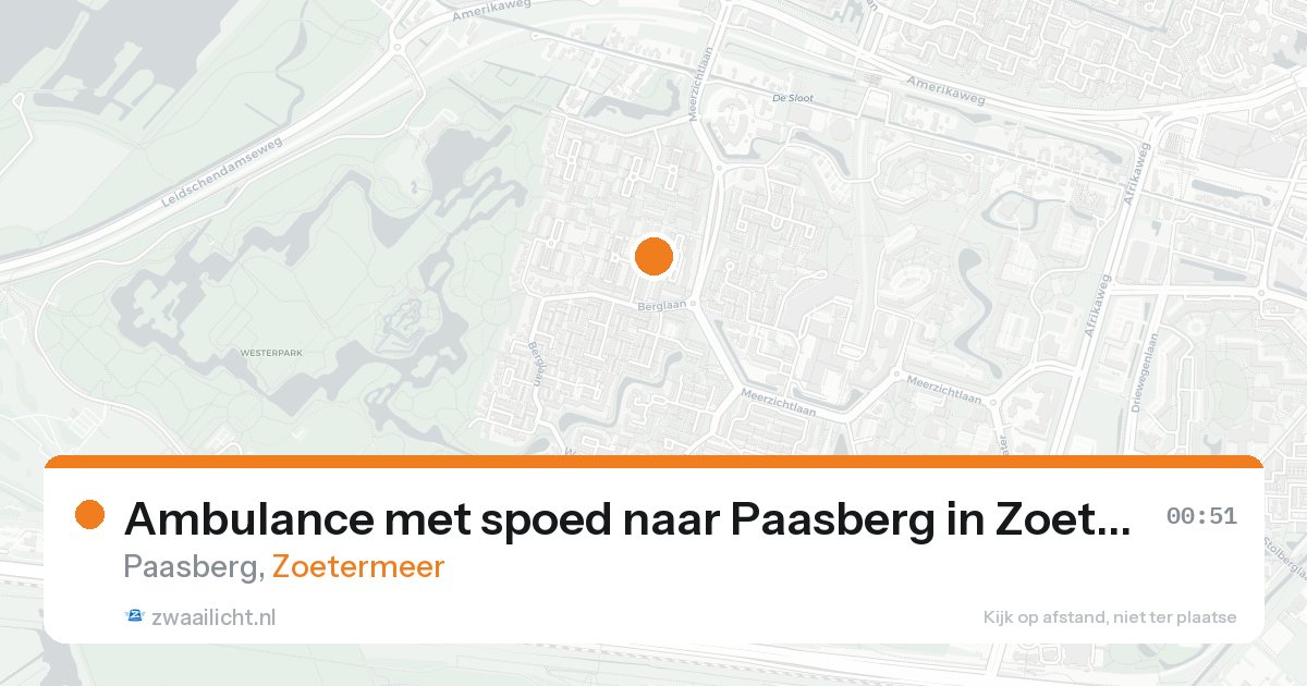 Ambulance met spoed naar Paasberg in Zoetermeer — 16 aug 2026