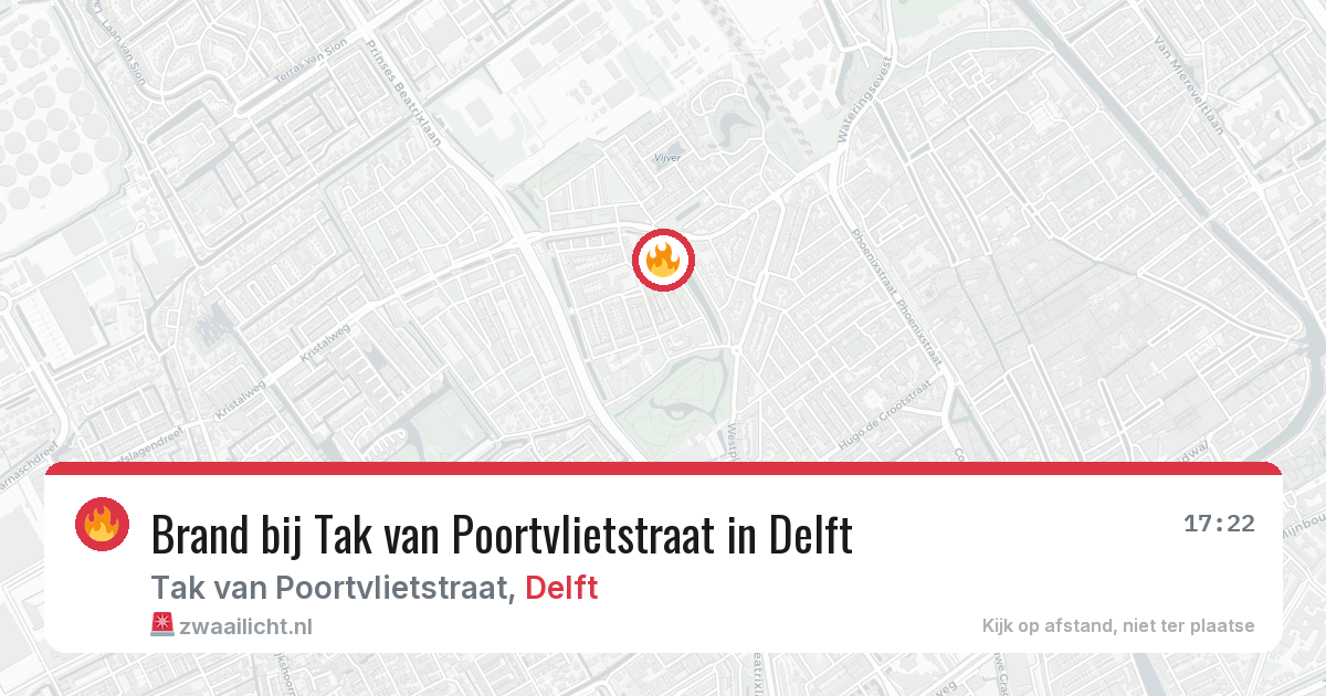 Brand bij Tak van Poortvlietstraat in Delft — 6 aug 2026